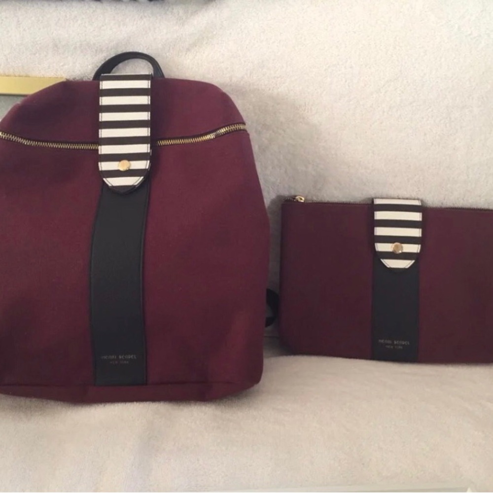 HENRI BENDEL MAROON BACKPACK & POUCH SET